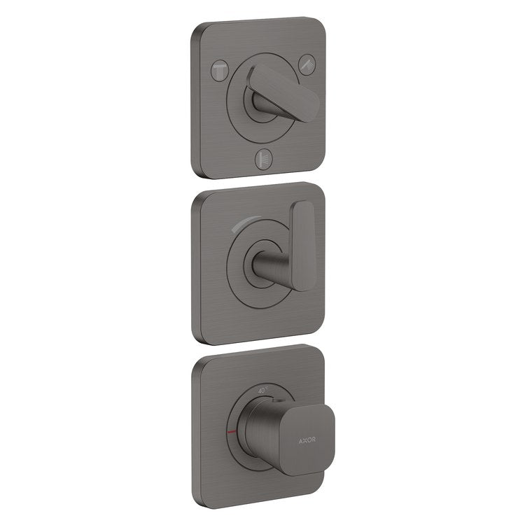 Thermostatic Trim Citterio C with Volume Control and Diverter for 3 Function 3 Lever Brushed Black Chrome for Rough-In Valve 36708 Not Included - Image 1