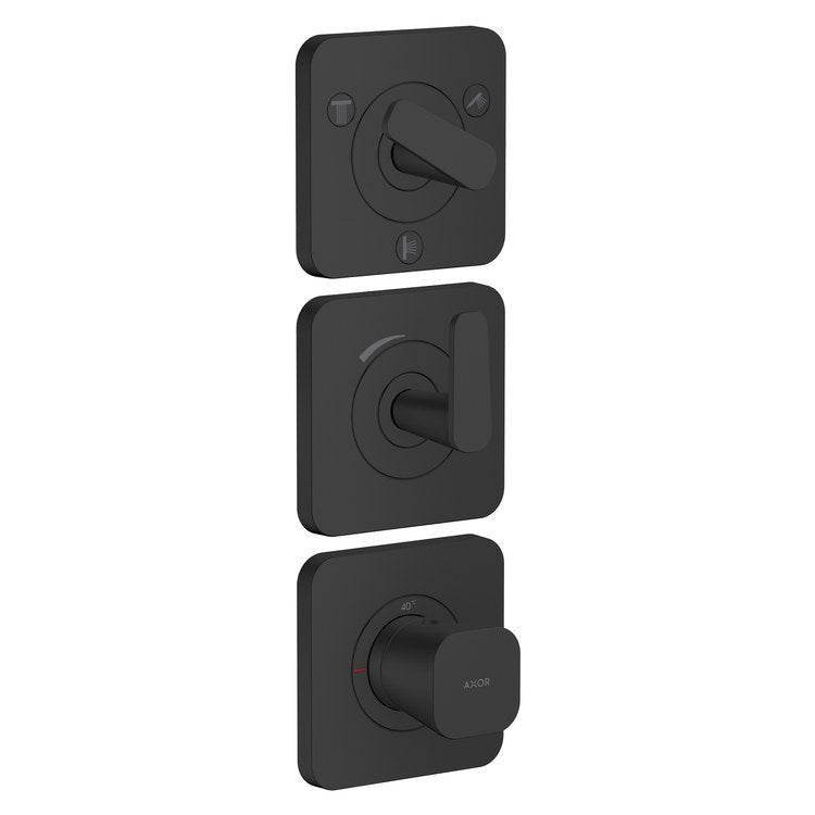 Thermostatic Trim Citterio C with Volume Control and Diverter for 3 Function 3 Lever Matte Black for Rough-In Valve 36708 Not Included - Image 1