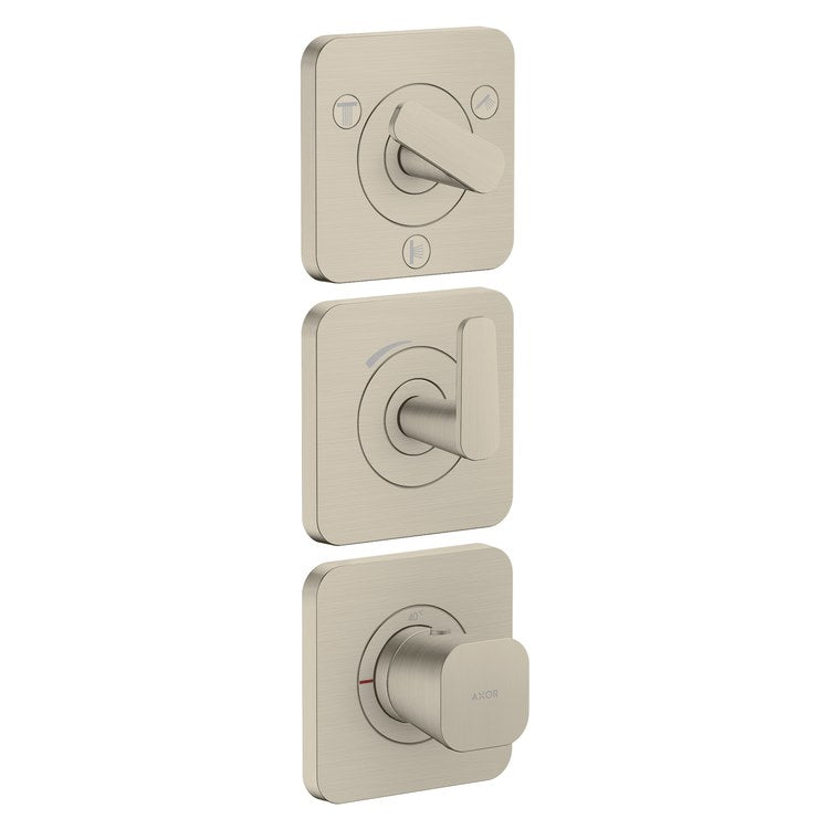 Thermostatic Trim Citterio C with Volume Control and Diverter for 3 Function 3 Lever Brushed Nickel for Rough-In Valve 36708 Not Included