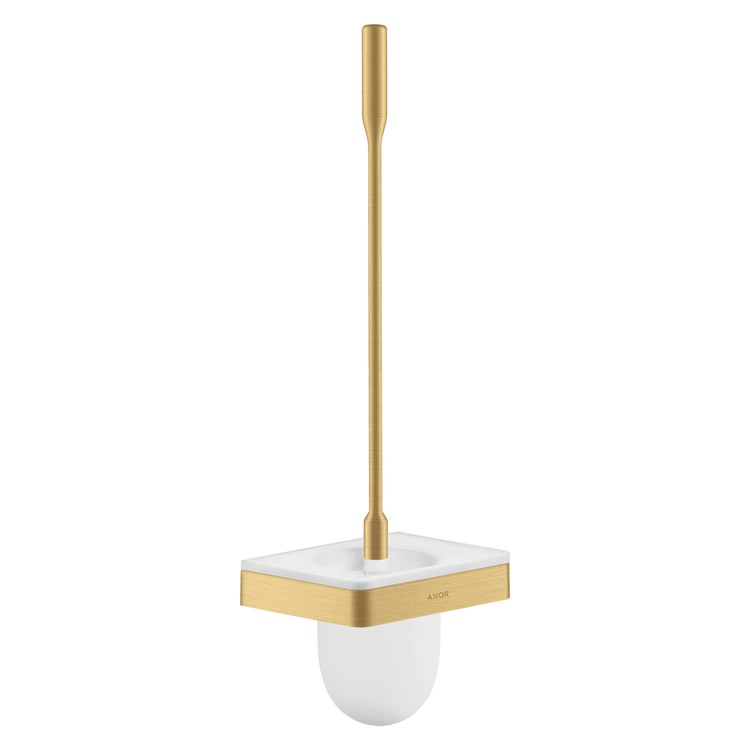 Toilet Brush Universal SoftSquare Brushed Gold Optic Wall Mount Metal Nylon Glass/Metal