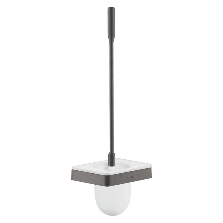 Toilet Brush Universal SoftSquare Brushed Black Chrome Wall Mount Metal Nylon Glass/Metal
