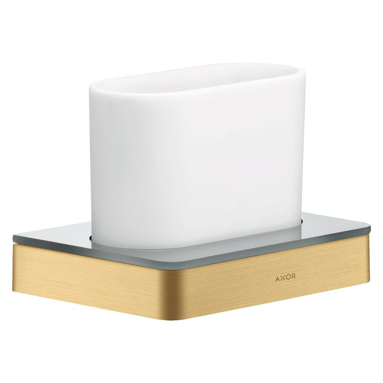 Tumbler Universal SoftSquare Brushed Gold Optic Wall Mount Metal/Glass 6 Inch