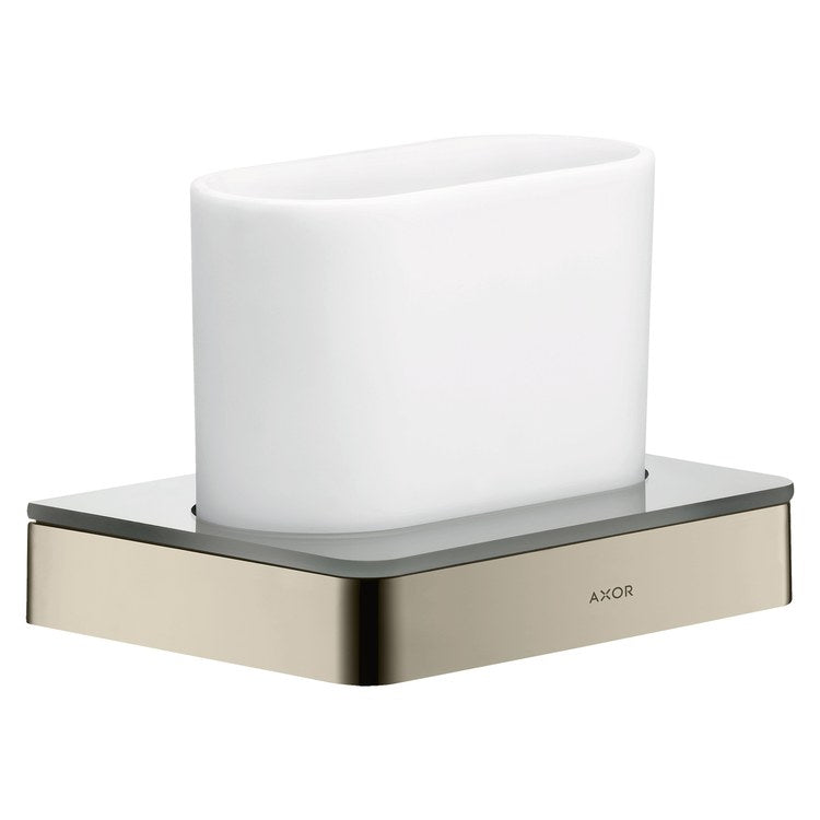 Tumbler Universal SoftSquare Polished Nickel Wall Mount Metal/Glass 6 Inch