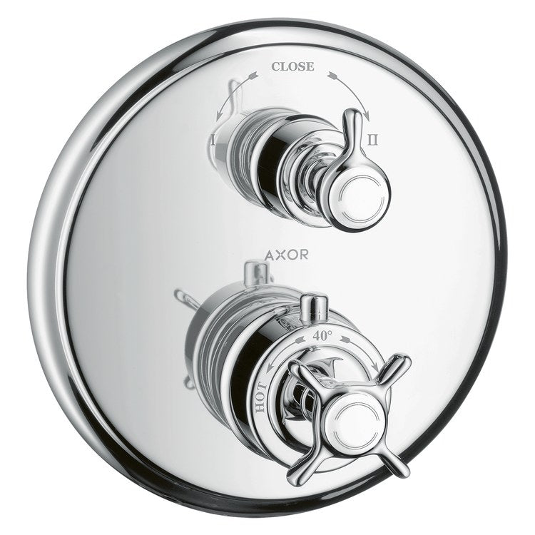 Thermostatic Valve Trim Montreux with Volume Control and Diverter for 2 Function 2 Cross Brushed Gold Optic - Image 1