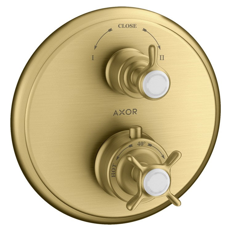 Thermostatic Valve Trim Montreux with Volume Control and Diverter for 2 Function 2 Cross Brushed Black Chrome - Image 1