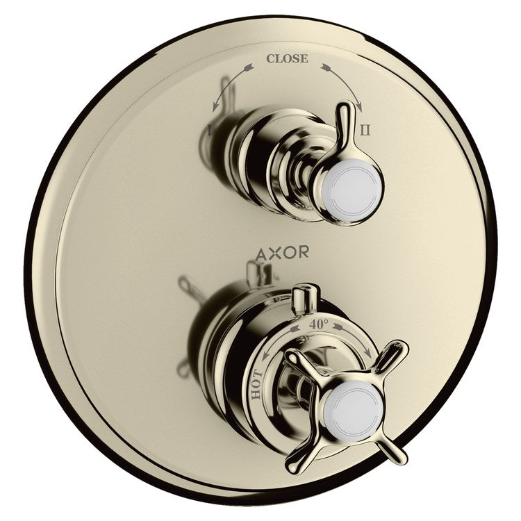 Thermostatic Valve Trim Montreux with Volume Control and Diverter for 2 Function 2 Cross Polished Nickel - Image 1