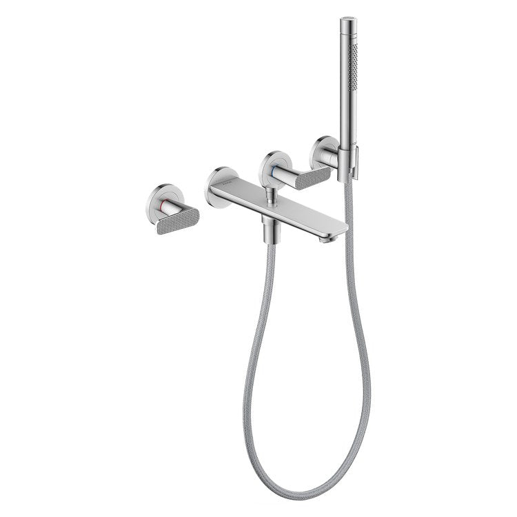 Tub Filler Trim Citterio C 2 Lever Cubic Cut Chrome WaterSense 8 Inch Spread Wall Mount 5.3 Gallons per Minute - Image 1