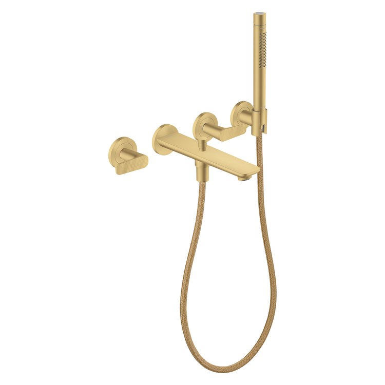 Tub Filler Trim Citterio C 2 Lever Cubic Cut Brushed Gold Optic WaterSense 8 Inch Spread Wall Mount 5.3 Gallons per Minute - Image 1