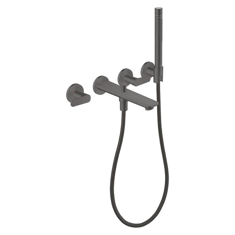 Tub Filler Trim Citterio C 2 Lever Cubic Cut Brushed Black Chrome WaterSense 8 Inch Spread Wall Mount 5.3 Gallons per Minute - Image 1