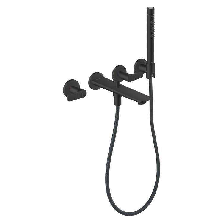 Tub Filler Trim Citterio C 2 Lever Cubic Cut Matte Black WaterSense 8 Inch Spread Wall Mount 5.3 Gallons per Minute - Image 1