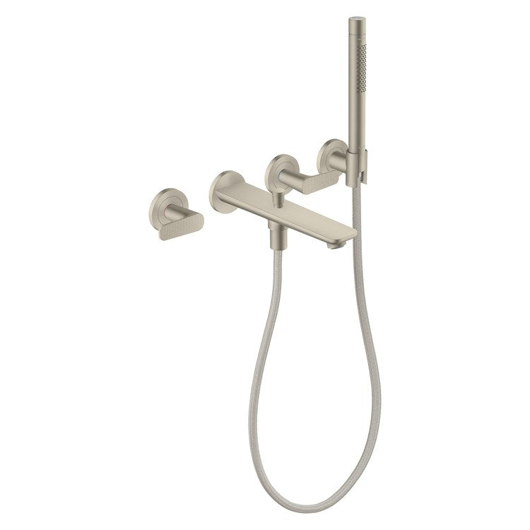 Tub Filler Trim Citterio C 2 Lever Cubic Cut Brushed Nickel WaterSense 8 Inch Spread Wall Mount 5.3 Gallons per Minute - Image 1