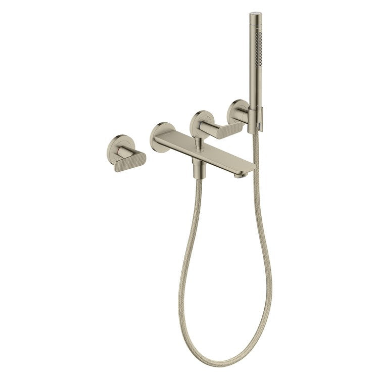 Tub Filler Trim Citterio C 2 Lever Cubic Cut Polished Nickel WaterSense 8 Inch Spread Wall Mount 5.3 Gallons per Minute - Image 1