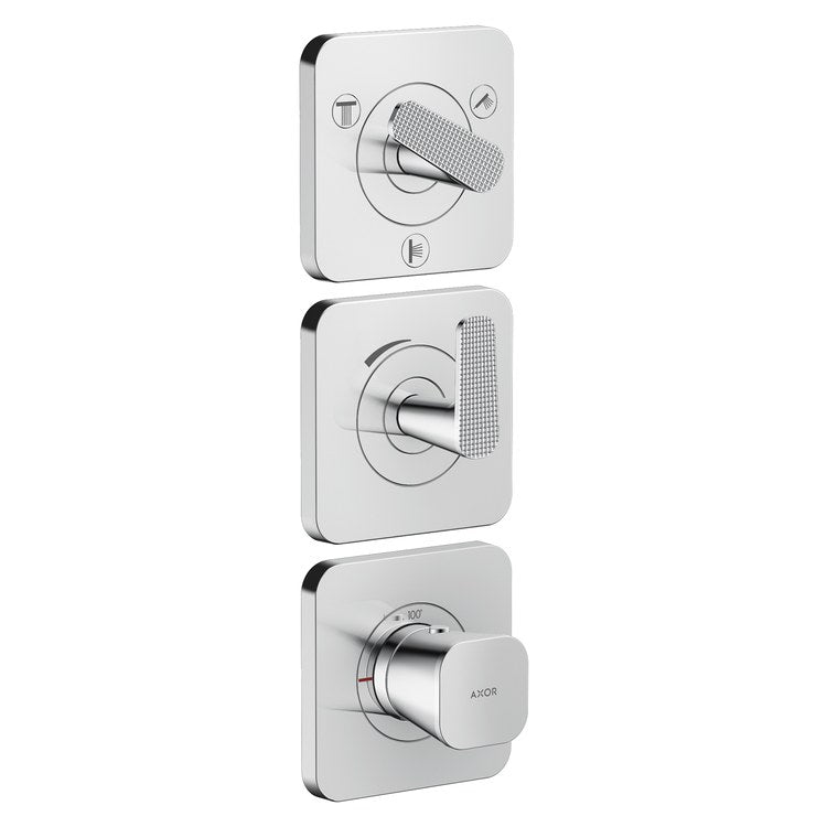Thermostatic Trim Citterio C with Volume Control and Diverter for 3 Function 3 Lever Cubic Cut Chrome for Rough-In Valve 36708 Not Included - Image 1