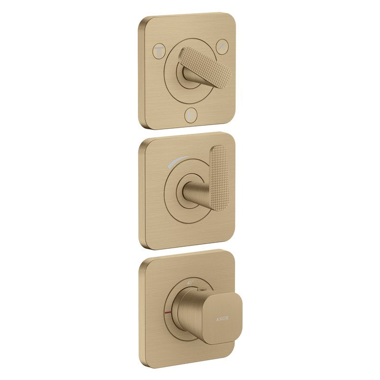 Thermostatic Trim Citterio C with Volume Control and Diverter for 3 Function 3 Lever Cubic Cut Brushed Bronze for Rough-In Valve 36708 Not Included
