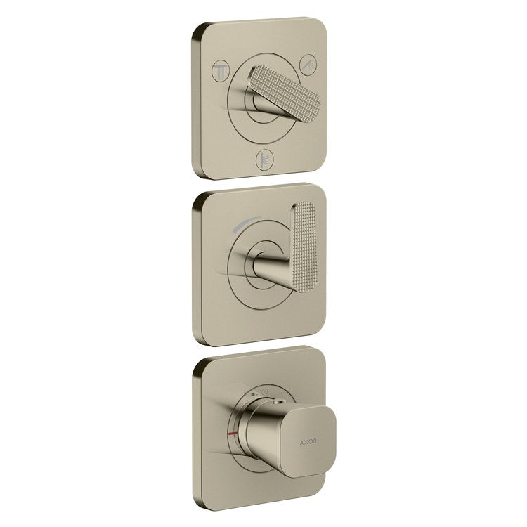 Thermostatic Trim Citterio C with Volume Control and Diverter for 3 Function 3 Lever Cubic Cut Polished Nickel for Rough-In Valve 36708 Not Included