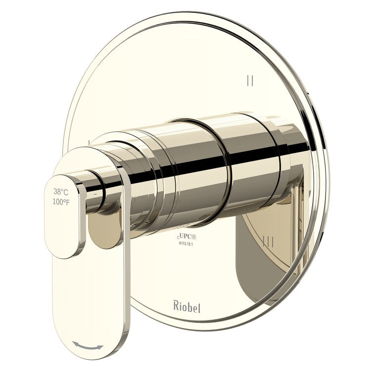Thermostatic and Pressure Balance Valve Trim Arca 5 Functions 2 Lever Polished Nickel 1/2 Inch ADA Includes Escutcheon Handles Diverter Cartridge - Image 1