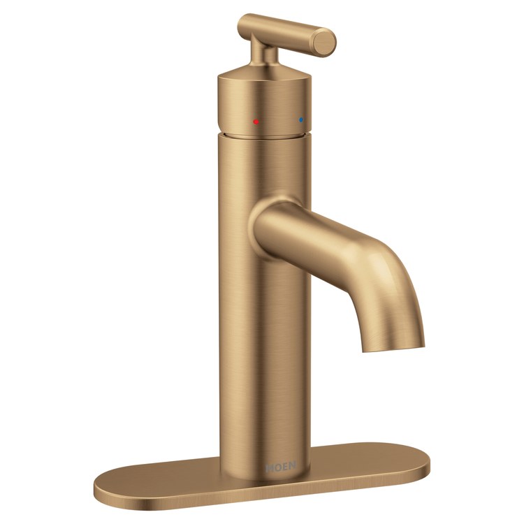 Lavatory Faucet Gibson with Deck Plate 1 Lever ADA WaterSense Bronzed Gold 1.2 Gallons per Minute High Arc Pop-Up 1/3 Hole - Image 1