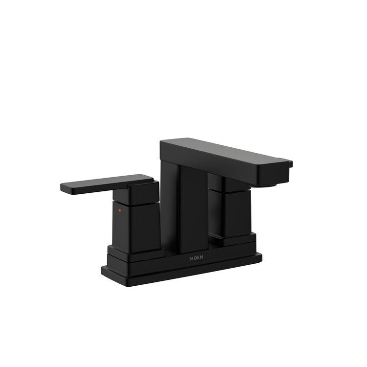 Lavatory Faucet Iver Centerset 4 Inch Spread 2 Lever ADA WaterSense Matte Black 1.0 Gallons per Minute Rigid Pop-Up 3 Hole - Image 1