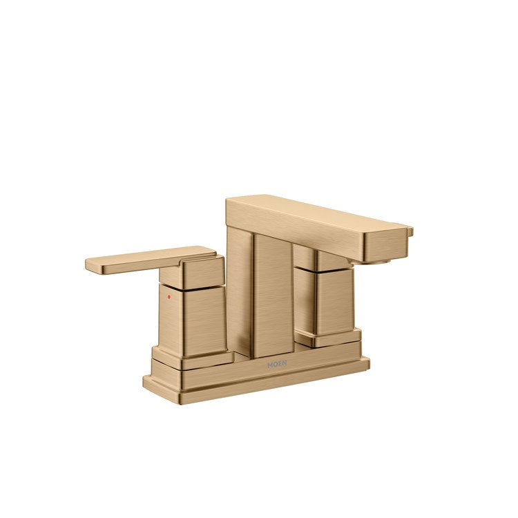 Lavatory Faucet Iver Centerset 4 Inch Spread 2 Lever ADA WaterSense Bronzed Gold 1.0 Gallons per Minute Rigid Pop-Up 3 Hole