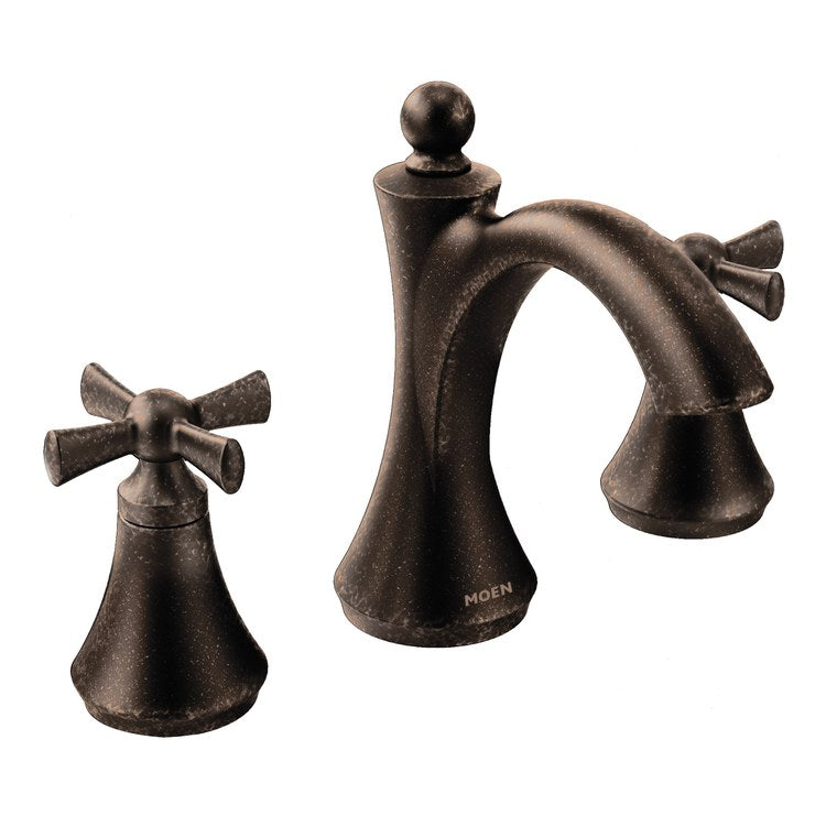 Lavatory Faucet Wynford Widespread 8 to 16 Inch Spread 2 Cross WaterSense Oil Rubbed Bronze 1.2 Gallons per Minute High Arc Pop-Up 3 Hole - Image 1