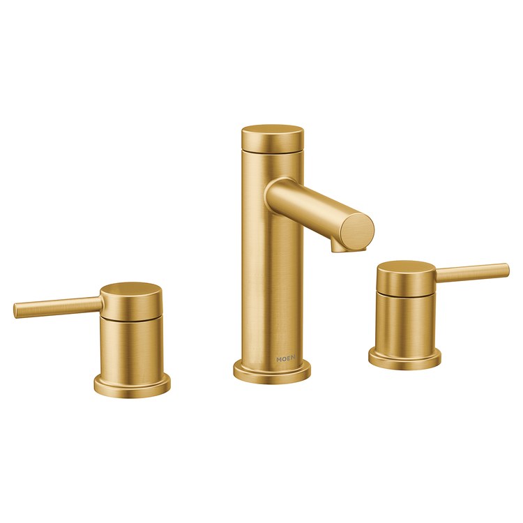 Lavatory Faucet Align Widespread 8 to 16 Inch Spread 2 Lever ADA WaterSense Brushed Gold 1.2 Gallons per Minute High Arc Lift Rod 3 Hole