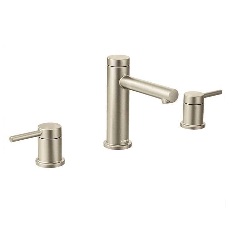 Lavatory Faucet Align Widespread 8 to 16 Inch Spread 2 Lever ADA WaterSense Brushed Nickel 1.2 Gallons per Minute High Arc Lift Rod 3 Hole