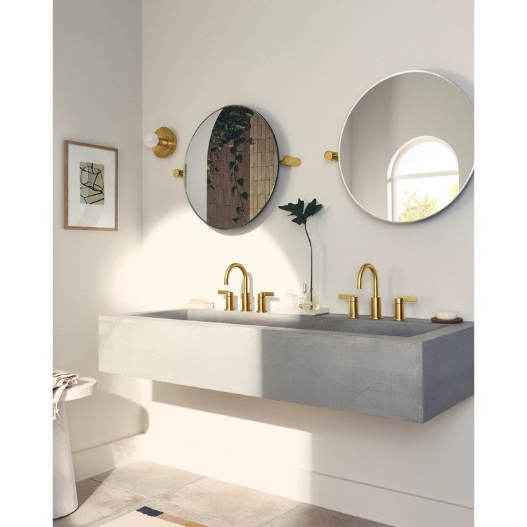 Lavatory Faucet Cia Widespread 8 to 16 Inch Spread 2 Lever ADA WaterSense Brushed Gold 1.2 Gallons per Minute Deck High Arc Pop-Up 3 Hole - Image 3