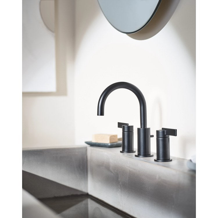 Lavatory Faucet Cia Widespread 8 to 16 Inch Spread 2 Lever ADA WaterSense Matte Black 1.2 Gallons per Minute Deck High Arc Pop-Up 3 Hole - Image 3