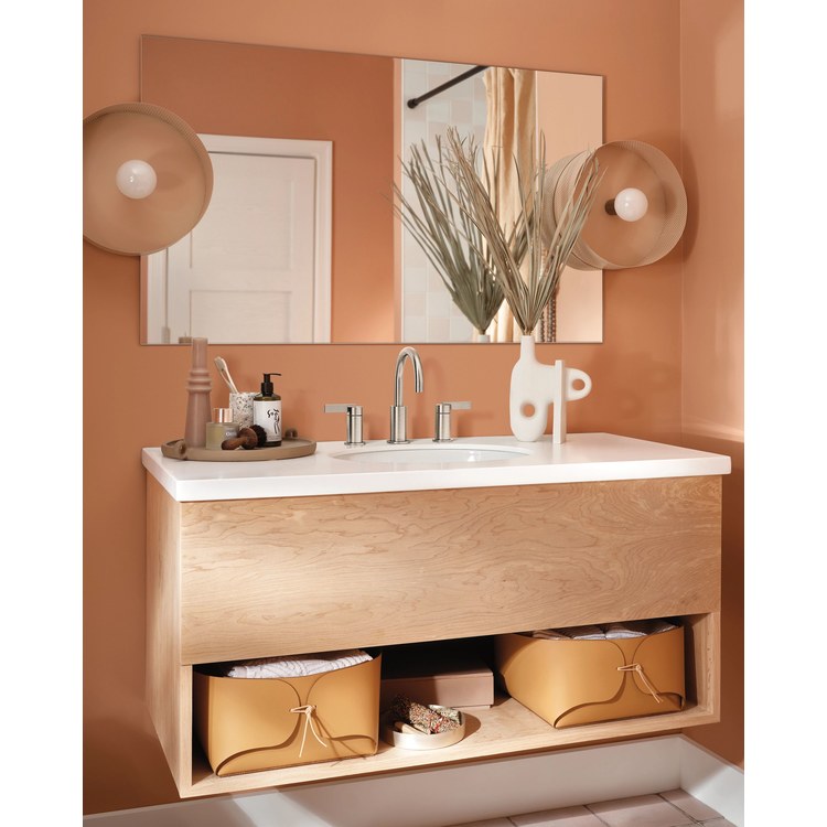 Lavatory Faucet Cia Widespread 8 to 16 Inch Spread 2 Lever ADA WaterSense Brushed Nickel 1.2 Gallons per Minute Deck High Arc Pop-Up 3 Hole - Image 2