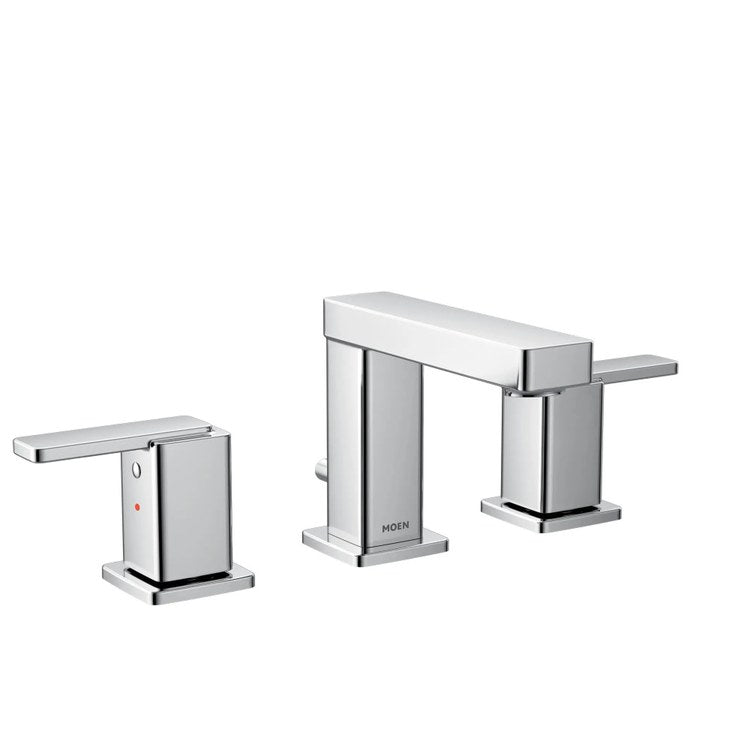 Lavatory Faucet Iver Widespread 8 to 16 Inch Spread 2 Lever ADA WaterSense Chrome 1.2 Gallons per Minute High Arc Pop-Up 3 Hole - Image 1