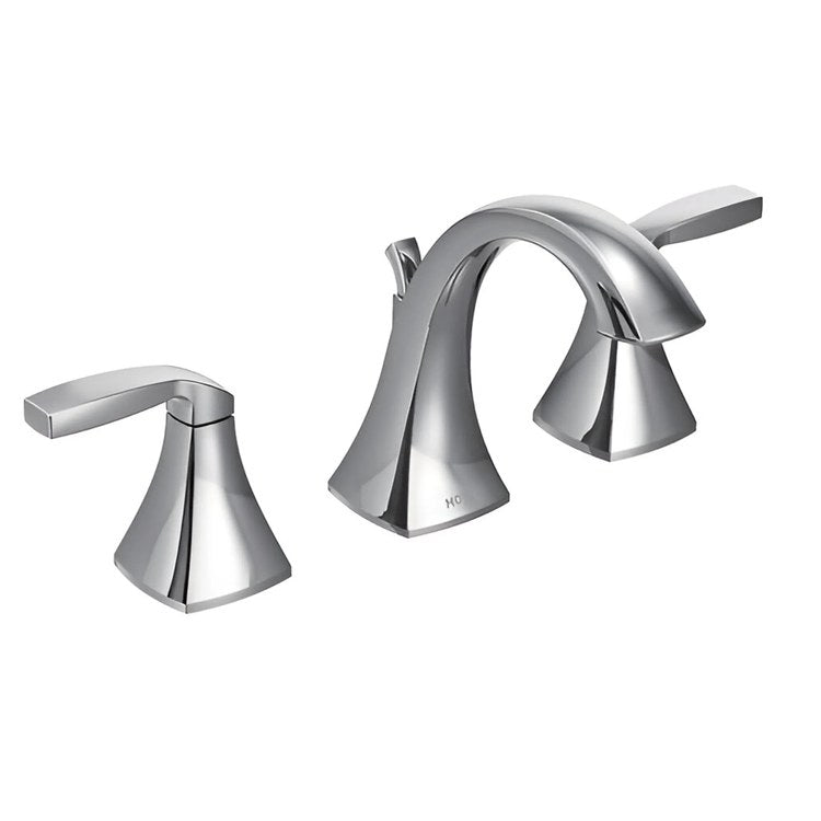 Lavatory Faucet Voss Widespread 8 to 16 Inch Spread 2 Lever ADA WaterSense Polished Nickel 1.2 Gallons per Minute High Arc Pop-Up 3 Hole - Image 1