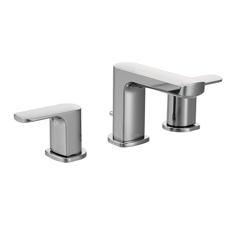 Lavatory Faucet Rizon Widespread 8 to 16 Inch Spread 2 Lever ADA WaterSense Chrome 1.2 Gallons per Minute Low Arc Pop-Up 3 Hole - Image 1