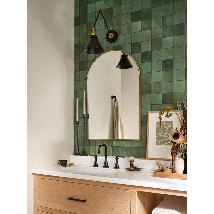 Lavatory Faucet Colinet Widespread 8 to 16 Inch Spread 2 Lever ADA WaterSense Matte Black 1.2 Gallons per Minute High Arc Pop-Up 3 Hole - Image 2