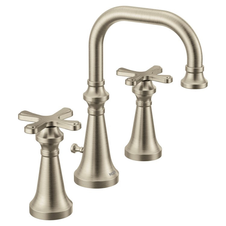 Lavatory Faucet Colinet Widespread 8 to 16 Inch Spread 2 Cross WaterSense Brushed Nickel 1.2 Gallons per Minute High Arc Pop-Up 3 Hole - Image 1