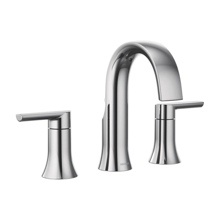 Lavatory Faucet Doux Widespread 8 to 16 Inch Spread 2 Lever ADA WaterSense Chrome 1.2 Gallons per Minute High Arc Lift Rod 3 Hole - Image 1