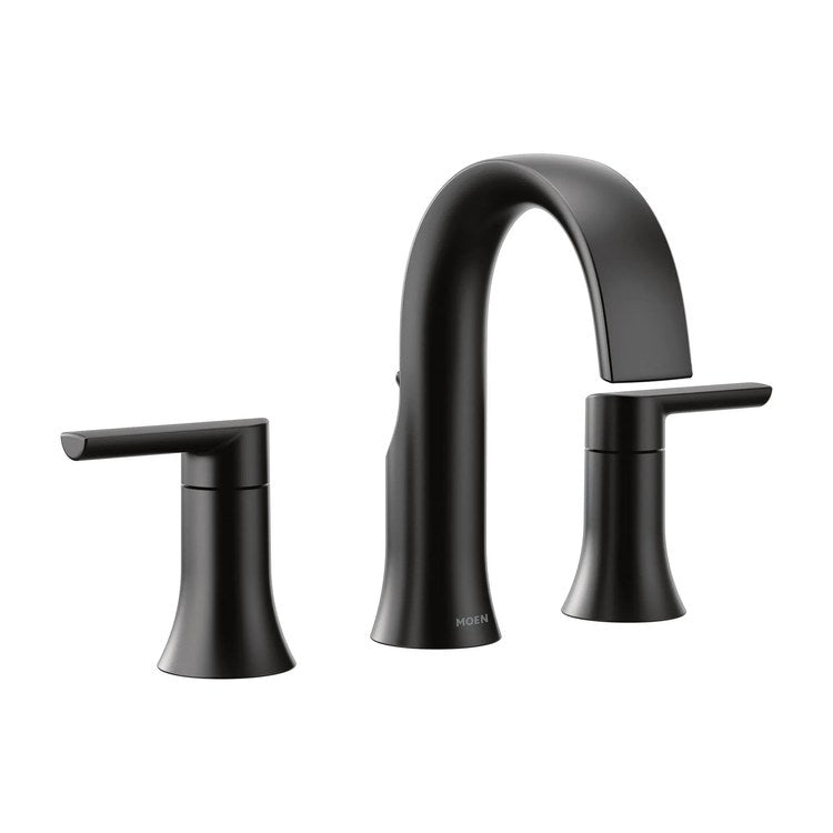Lavatory Faucet Doux Widespread 8 to 16 Inch Spread 2 Lever ADA WaterSense Matte Black 1.2 Gallons per Minute High Arc Lift Rod 3 Hole - Image 1