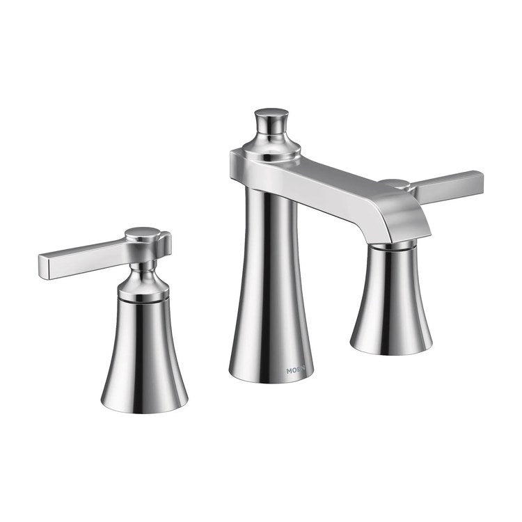 Lavatory Faucet Flara Widespread 8 to 16 Inch Spread 2 Lever ADA WaterSense Chrome 1.2 Gallons per Minute High Arc Pop-Up 3 Hole - Image 1