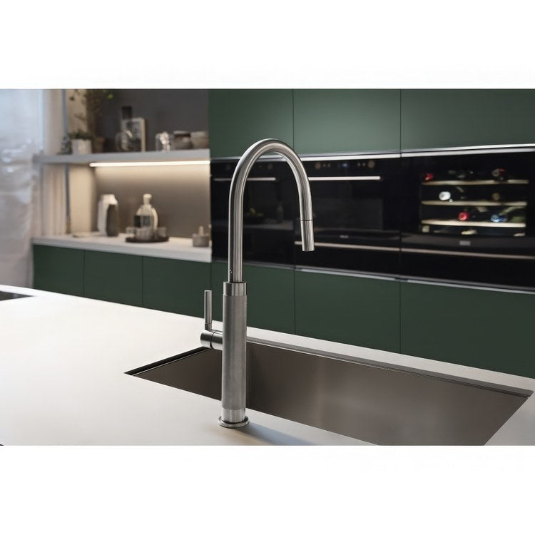 Kitchen Faucet Mythos Masterpiece 1 Lever Stainless Steel Pull Down J-Spout 360 DEG Swivel Shank - Image 2