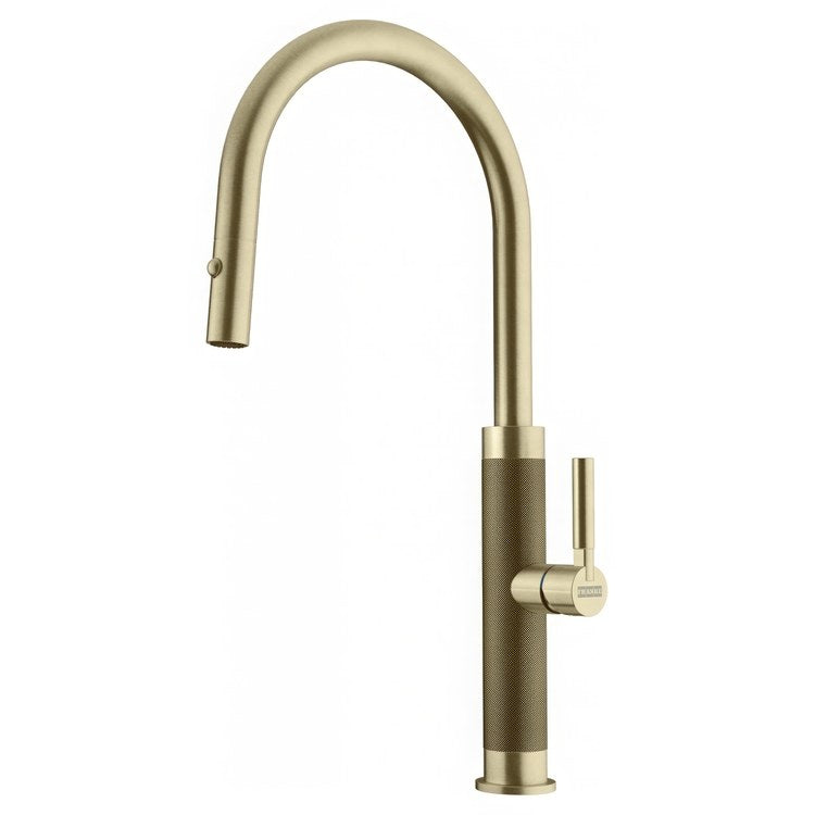 Kitchen Faucet Mythos Masterpiece 1 Lever Gold Pull Down J-Spout 360 DEG Swivel Shank - Image 1