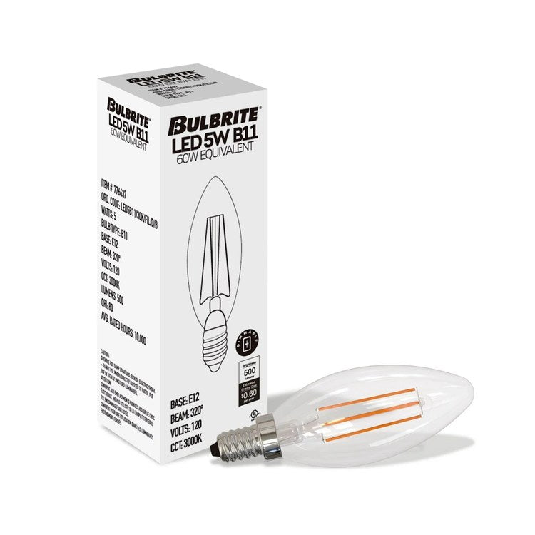 Bulb 5.1 Watt LED Filament B11 E12 120 Volt for Dimmer Switches - Image 2