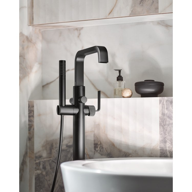 Tub Filler Cambium with Handshower 1 Lever WaterSense ADA Matte Black Floor 6.0 Gallons per Minute - Image 3