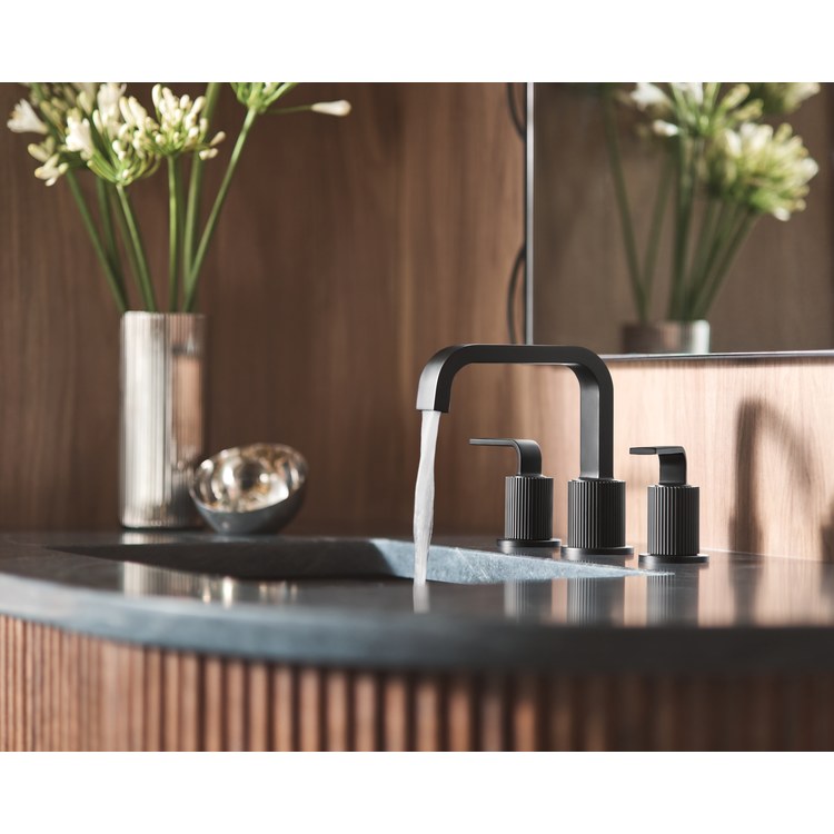 Lavatory Faucet Cambium Widespread 8 To 16 Inch Spread 2 Lever ADA WaterSense Matte Black 1.2 Gallons per Minute Deck High Arc Spring Loaded Pop-Up 3 Hole - Image 3