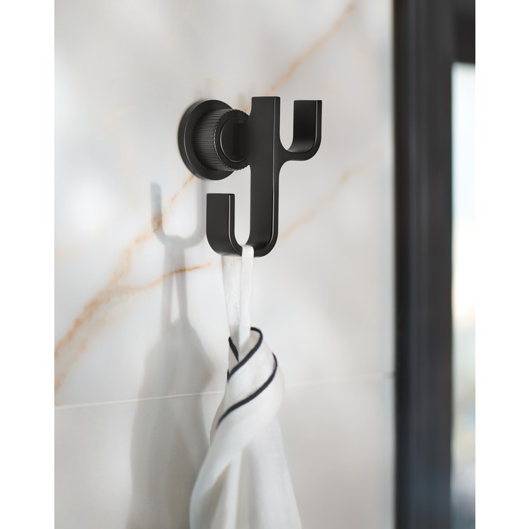 Robe Hook Cambium Double Matte Black 2-3/8 Inch Wall Zinc - Image 3