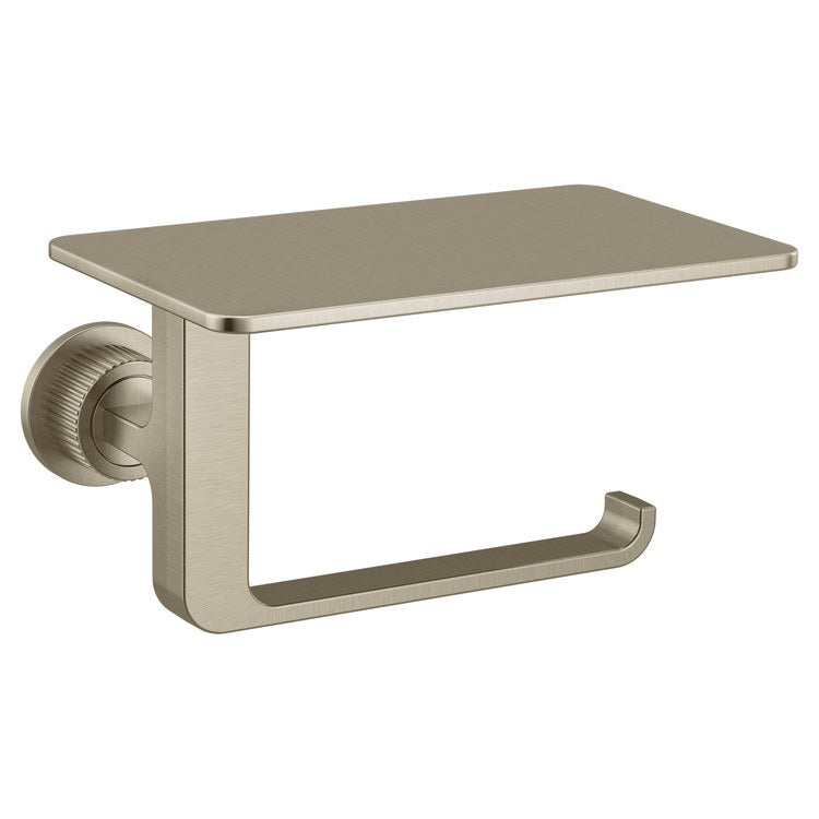 Toilet Paper Holder Cambium Open with Shelf Brushed Nickel Zinc/Stainless Steel 6-1/4 Inch 5 Inch Wall - Image 1
