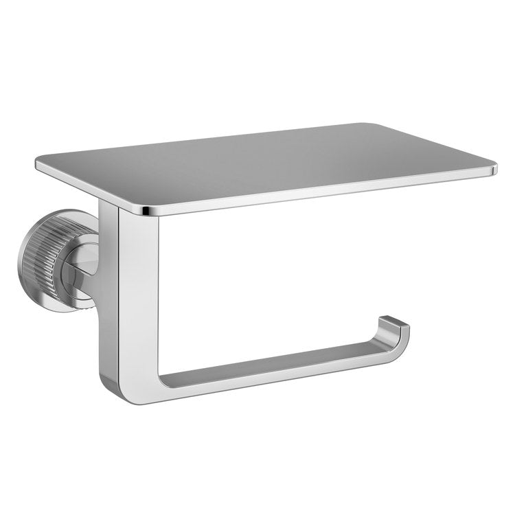 Toilet Paper Holder Cambium Open with Shelf Chrome Zinc/Stainless Steel 6-1/4 Inch 5 Inch Wall - Image 1