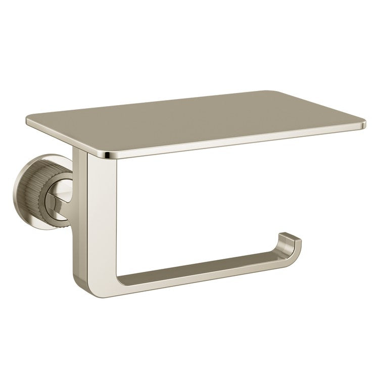Toilet Paper Holder Cambium Open with Shelf Brushed Nickel/Polished Nickel Zinc/Stainless Steel 6-1/4 Inch 5 Inch Wall - Image 1