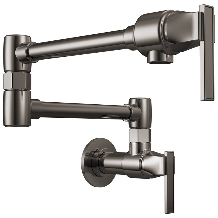 Pot Filler Frank Lloyd Wright Cold Water 2 Lever ADA Brilliance Black Onyx 1 Hole Wall 4.0 Gallons per Minute