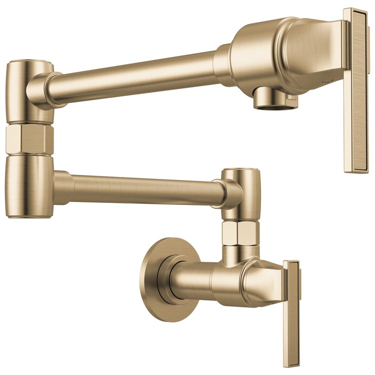 Pot Filler Frank Lloyd Wright Cold Water 2 Lever ADA Brilliance Luxe Gold 1 Hole Wall 4.0 Gallons per Minute - Image 1
