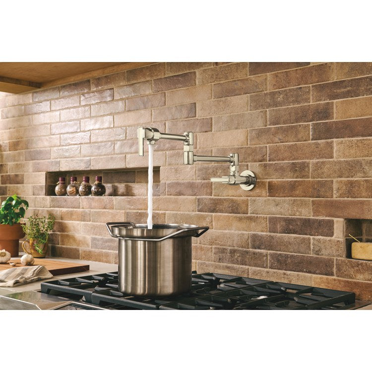 Pot Filler Frank Lloyd Wright Cold Water 2 Lever ADA Brilliance Polished Nickel 1 Hole Wall 4.0 Gallons per Minute - Image 2
