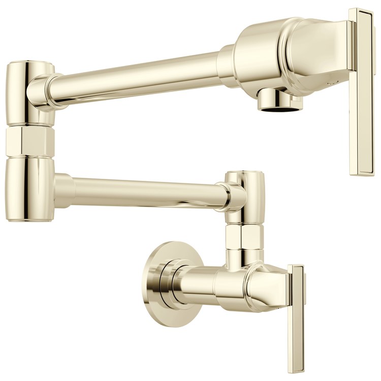 Pot Filler Frank Lloyd Wright Cold Water 2 Lever ADA Brilliance Polished Nickel 1 Hole Wall 4.0 Gallons per Minute - Image 1